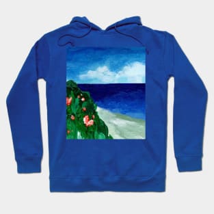 Pretty beach, sky and greens painting Hoodie